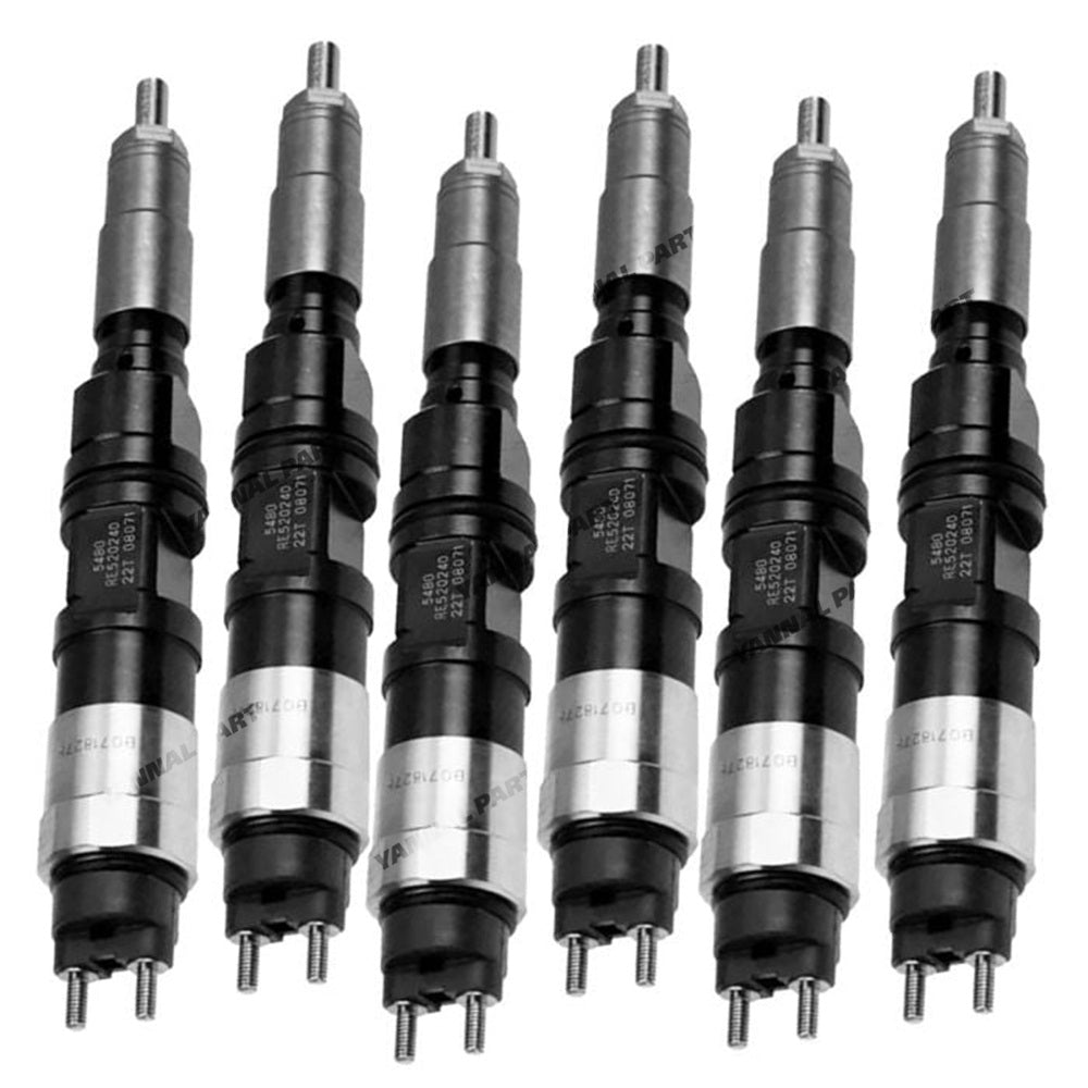6PCS Fuel Injector RE520333 RE520240 Fit For John Deere Engine 6.8L 6068 Tractor 6520 6620 7220 7320 7420 7520