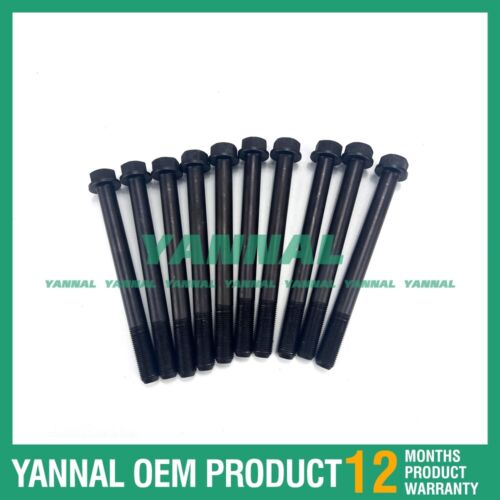 10 PCS Head Bolt Set 1J700-04560 For Kubota V2607 Diesel Engine
