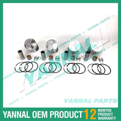 4 PCS Piston With Piston Ring 0.5mm For Shibaura N844 115017491 Engine