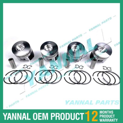 4 PCS Piston With Piston Ring 0.5mm For Kubota V2003DI 1G770 Engine