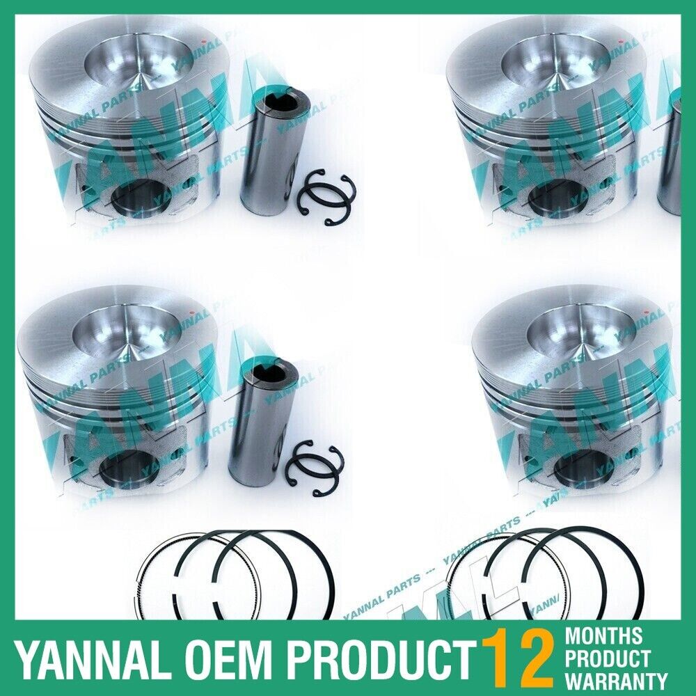 STD 4 PCS Piston Kit & Ring 13-1064 for Yanmar 486V Thermo King TK486V Engine