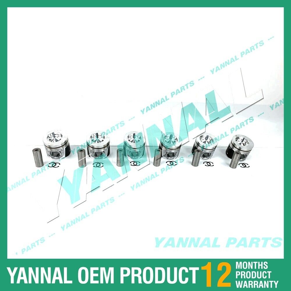 6x For Volvo Piston Kit STD D6E Engine Spare Parts