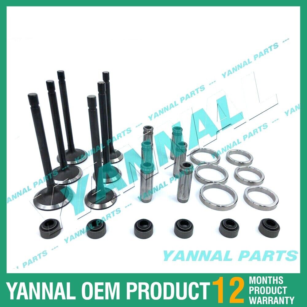 1 Juego de v¨¢lvulas de motor, gu¨ªa de v¨¢lvula de admisi¨®n y v¨¢lvula de escape con sellos para Kubota D1402