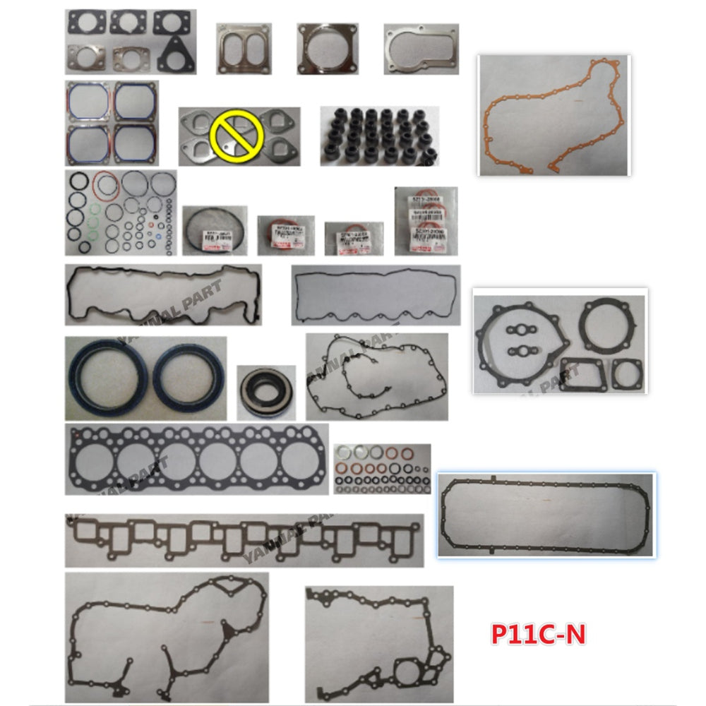 1 Set Overhaul Gasket Kit New Type Fit For Hino P11C Engine