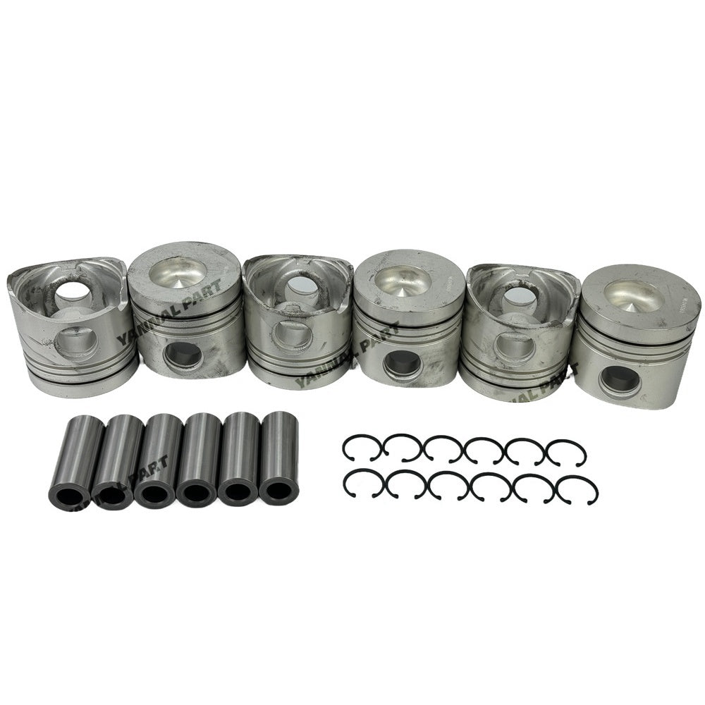 6 PCS Piston Kit ME045060 Fit For Mitsubishi 6D16 Engine