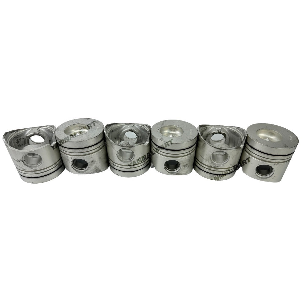 6 PCS Piston Kit ME045060 Fit For Mitsubishi 6D16 Engine