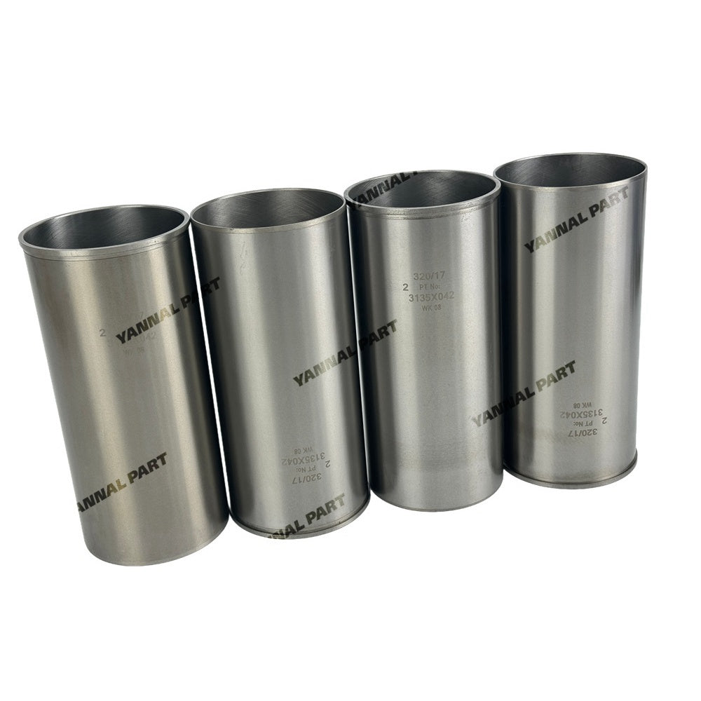 4 PCS Cylinder Liner 3135X042 Fit For Perkins 1004-4T Engine