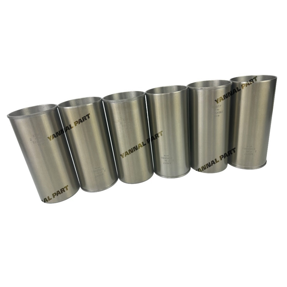 6 PCS Cylinder Liner 3135X063 Fit For Perkins 1006E-6TW Engine