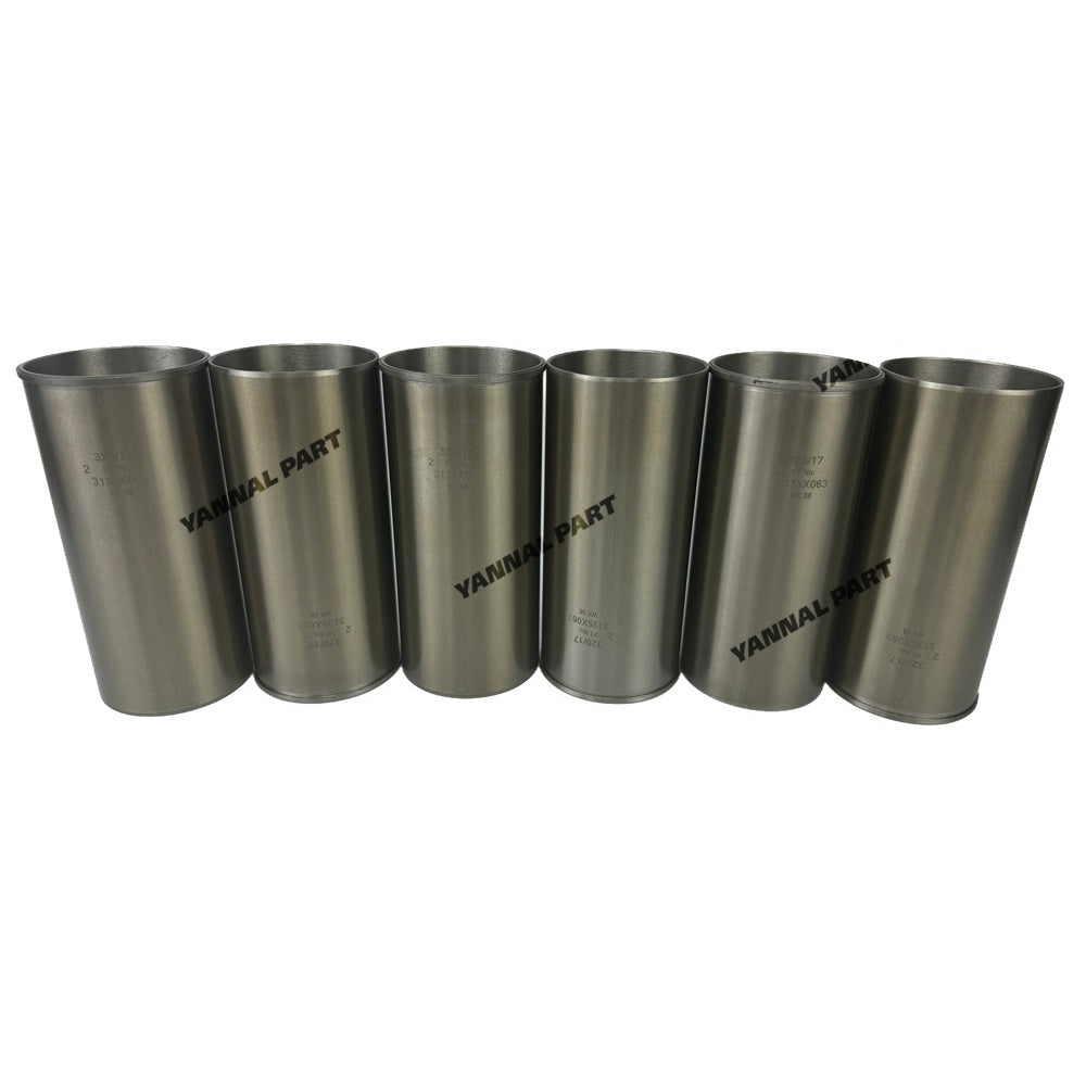 6 PCS Cylinder Liner 3135X063 Fit For Perkins 1006E-6TW Engine