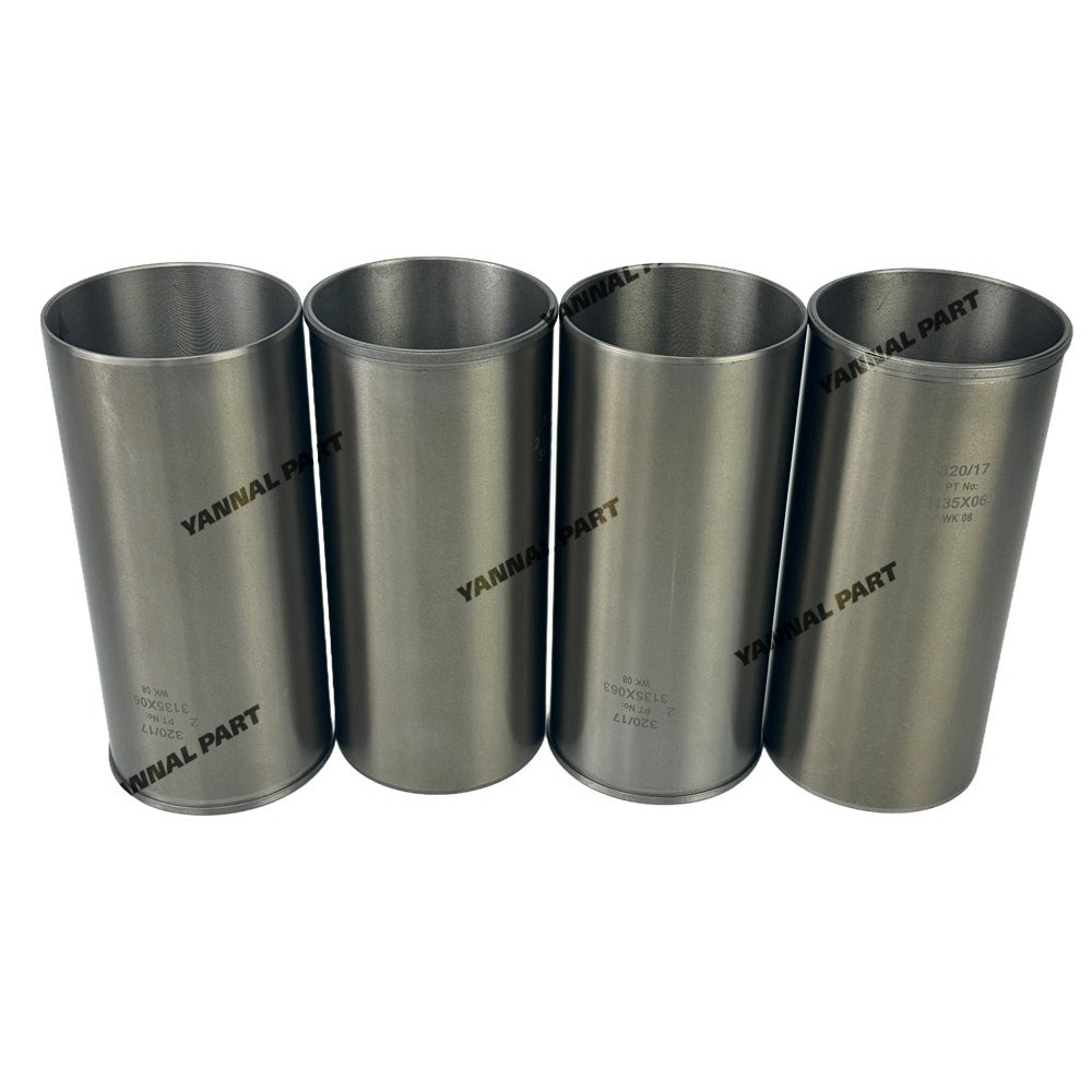 4 PCS Cylinder Liner 3135X063 Fit For Perkins 1104-40T Engine