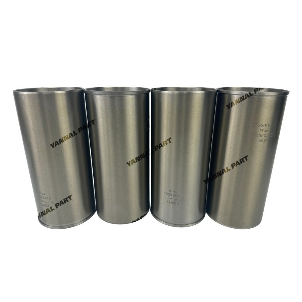 4 PCS Cylinder Liner 3135X063 Fit For Perkins 1104-40T Engine