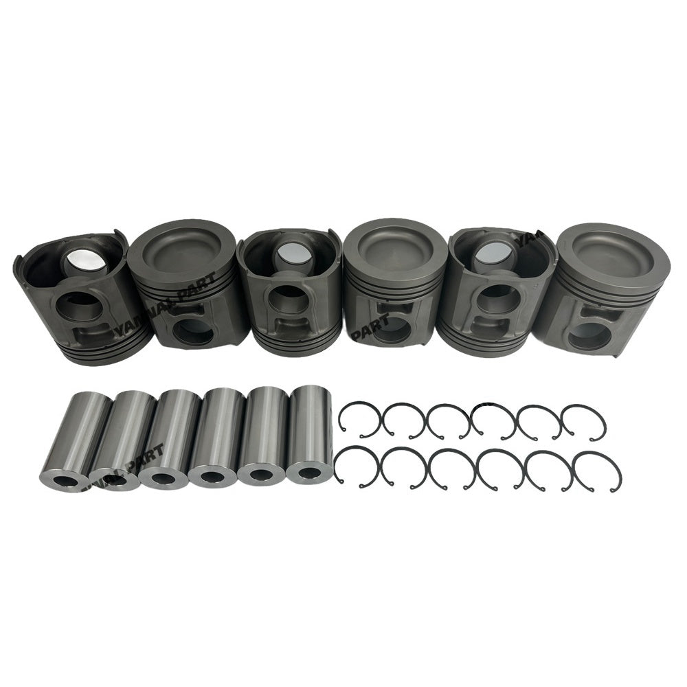 6 PCS Piston Kit 4910463 3081546 Fit For Cummins KTA19 Engine