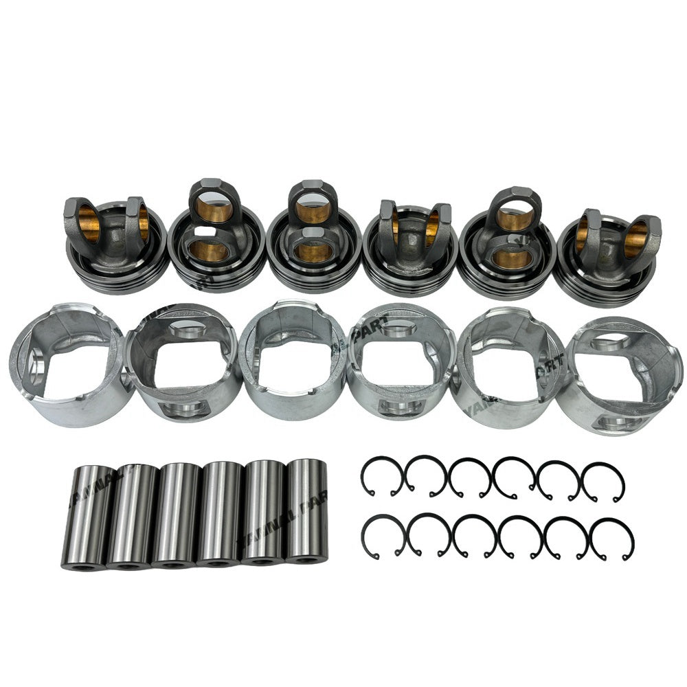 6 PCS Piston Kit 2382726 1334983 Fit For Caterpillar 3126 Engine