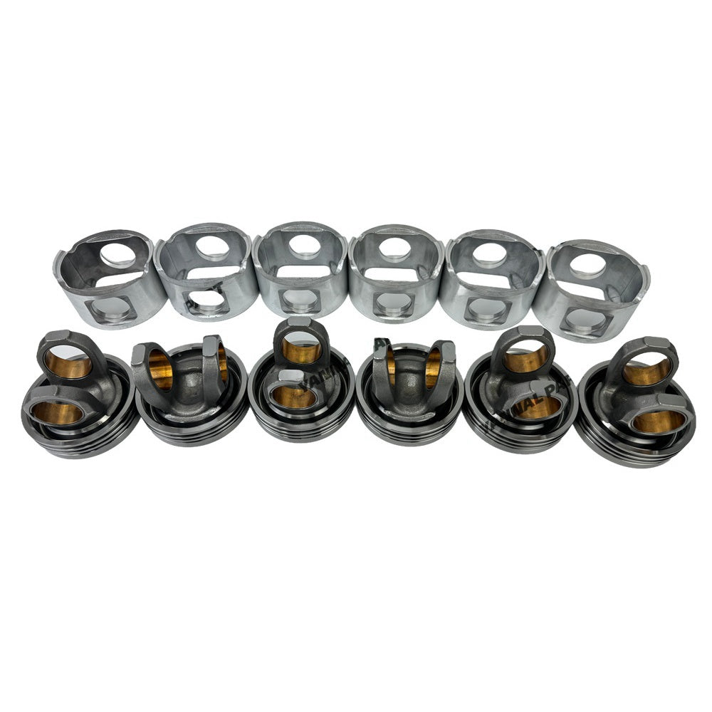 6 PCS Piston Kit 2382726 1334983 Fit For Caterpillar 3126 Engine