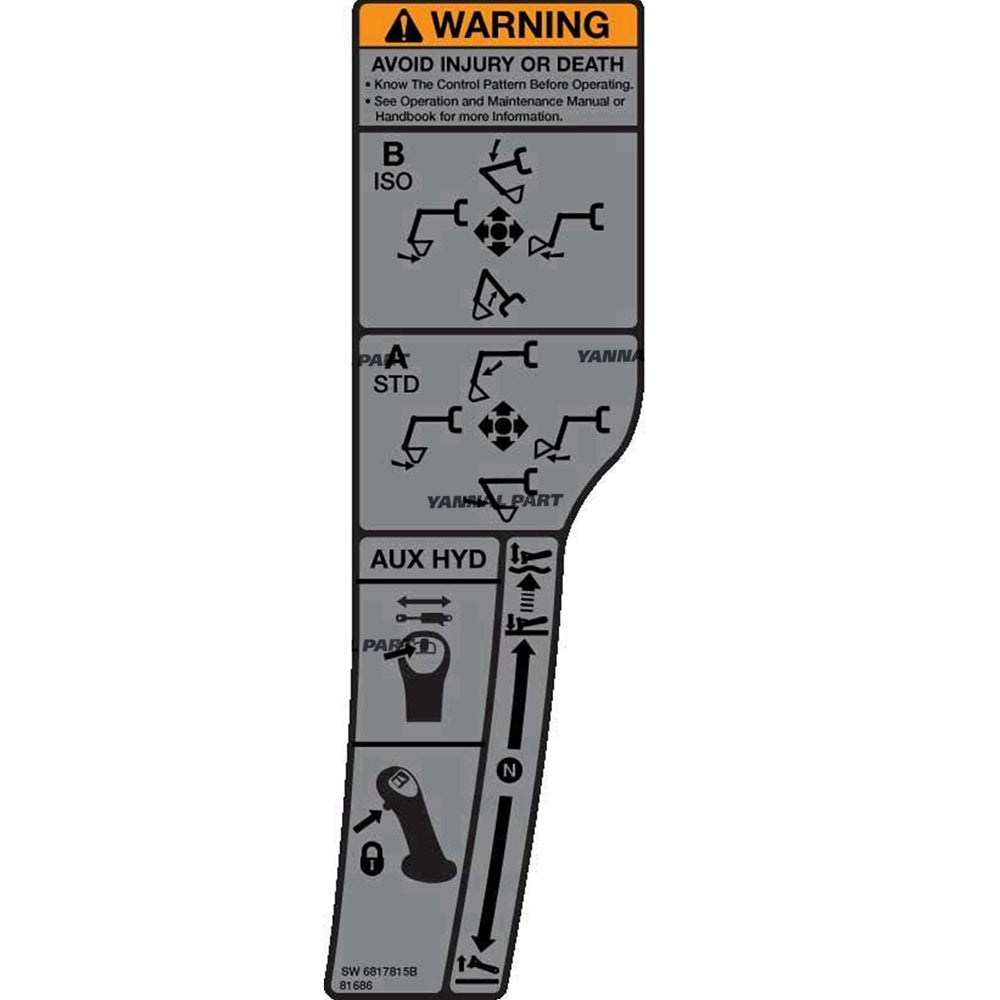 Part No. 6817815 Right Control Decal Fit For Bobcat