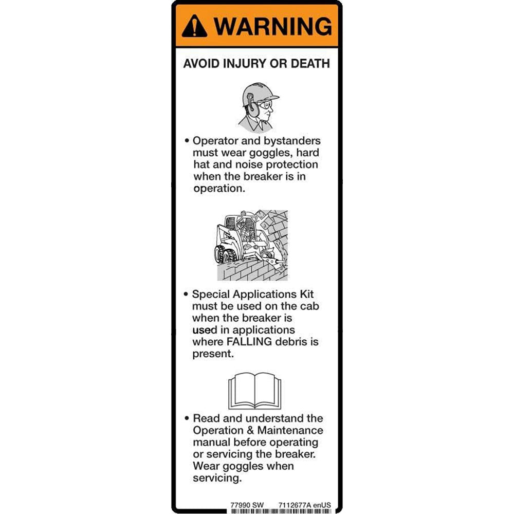 Part No. 7112677 Warning Decal Fit For Bobcat