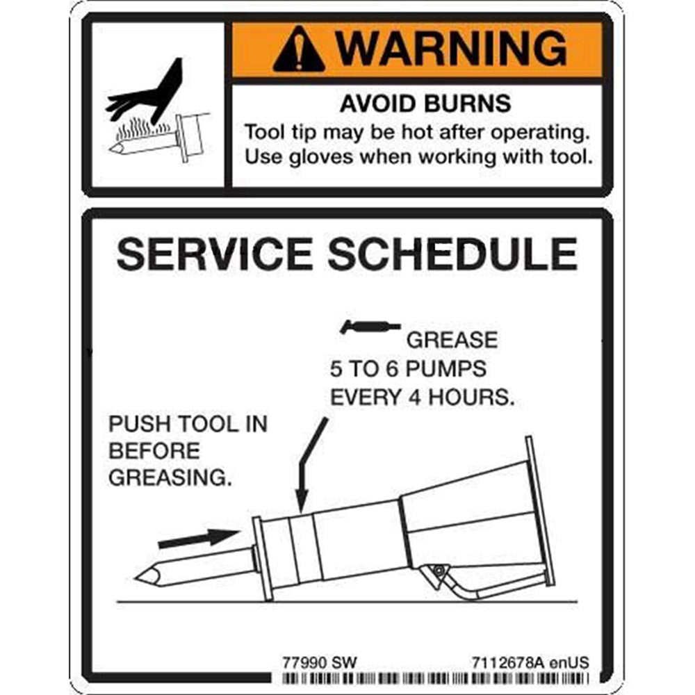 Part No. 7112678 Breaker Service Decal Fit For Bobcat