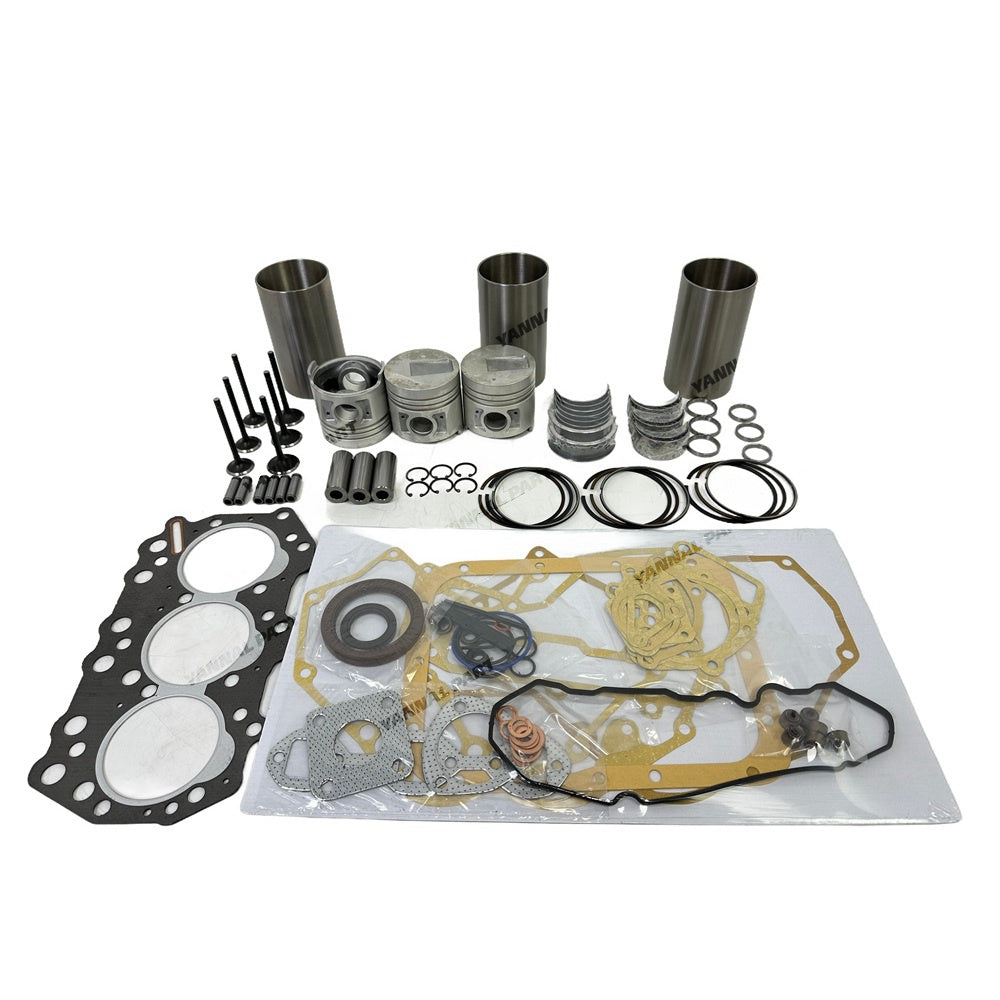 For Mitsubishi S3QT S3Q-2 S3Q2 Overhaul Rebuild Kit Full Cylinder Head Gasket Kit Engine Bearing Piston Liner Kit + 6pcs Valve + 6pcs Guides