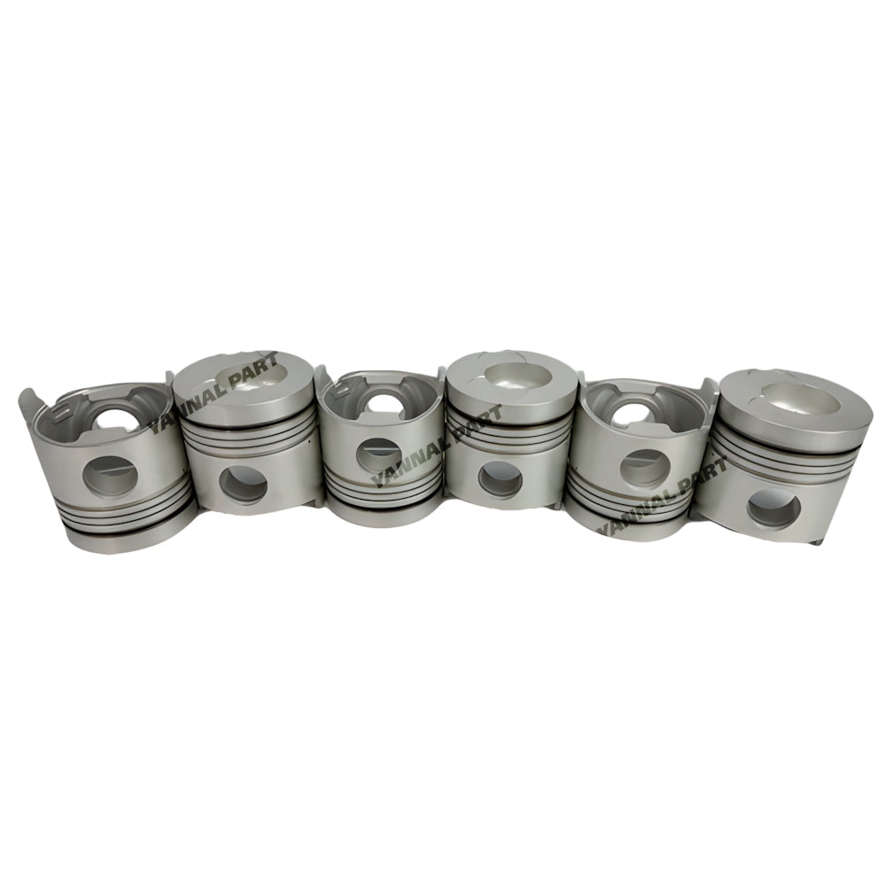 6 PCS Piston Kit 13216-1370 Fit For Hino EM100 Engine