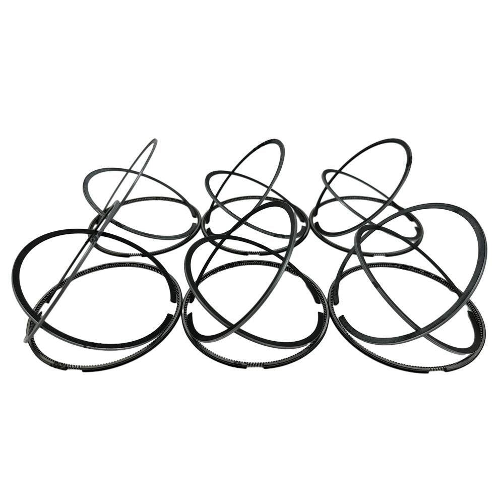 6x Piston Ring STD For Komatsu 6D125 Engine Parts