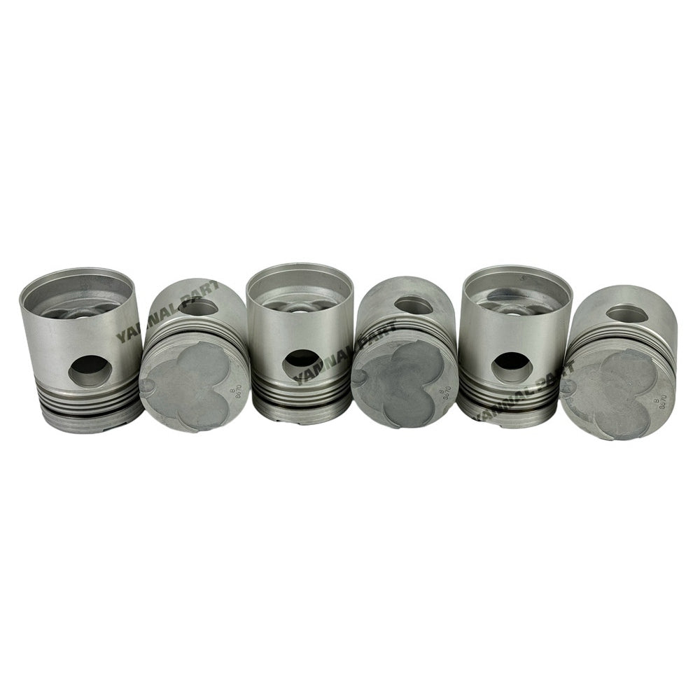 6 PCS Piston Kit Fit For Isuzu DA640 Engine