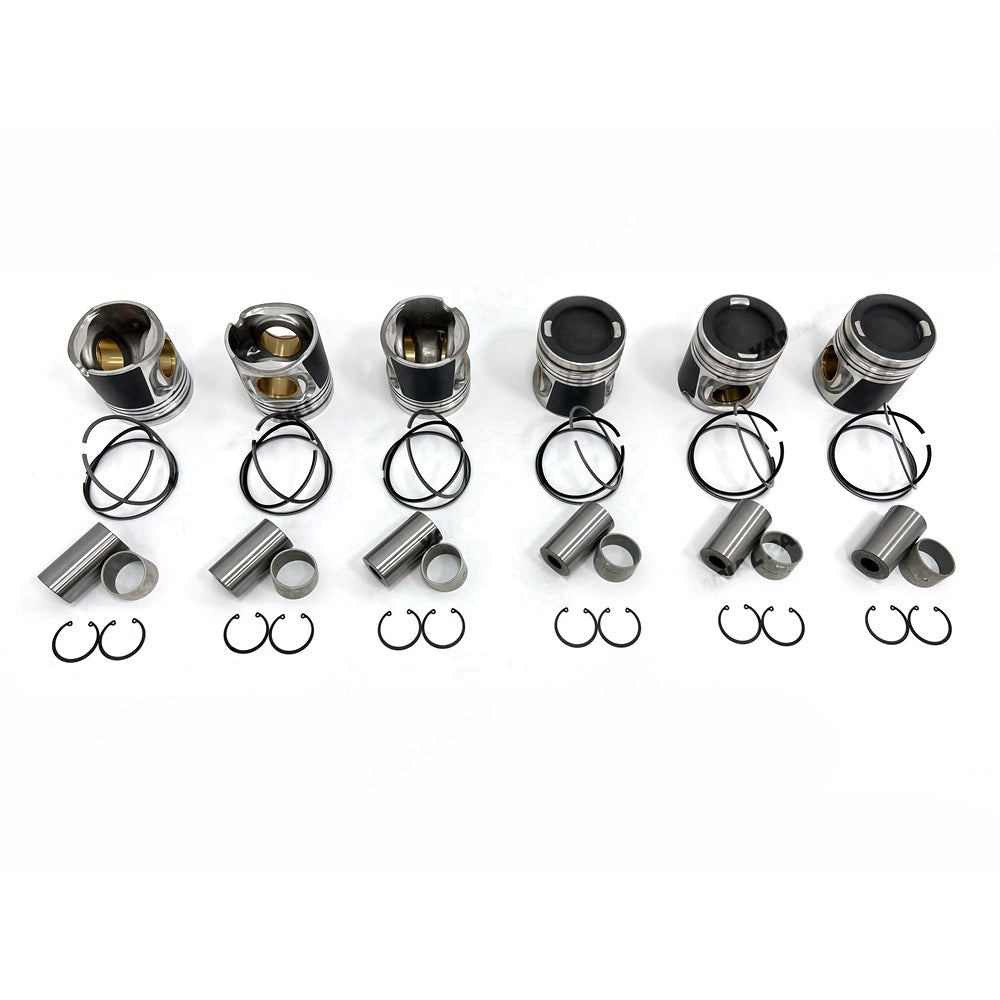 6 PCS Piston Set With Rings Fit For Hyundai D6CB Engine