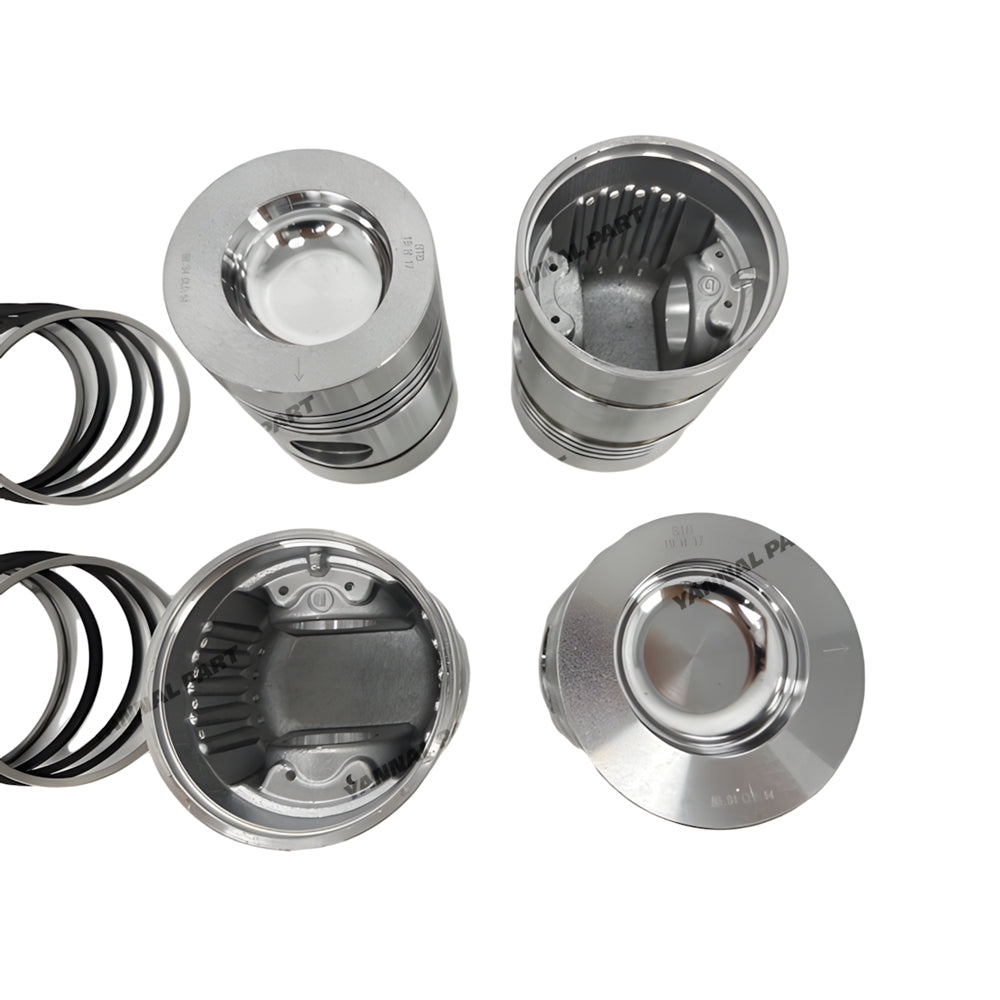 4 PCS Piston Set With Rings Fit For Perkins 4.236 Engine