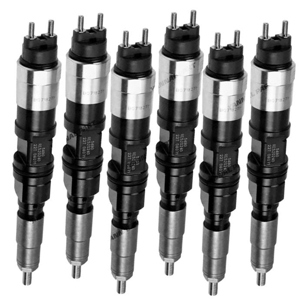 6PCS Fuel Injector RE520333 RE520240 Fit For John Deere Engine 6.8L 6068 Tractor 6520 6620 7220 7320 7420 7520