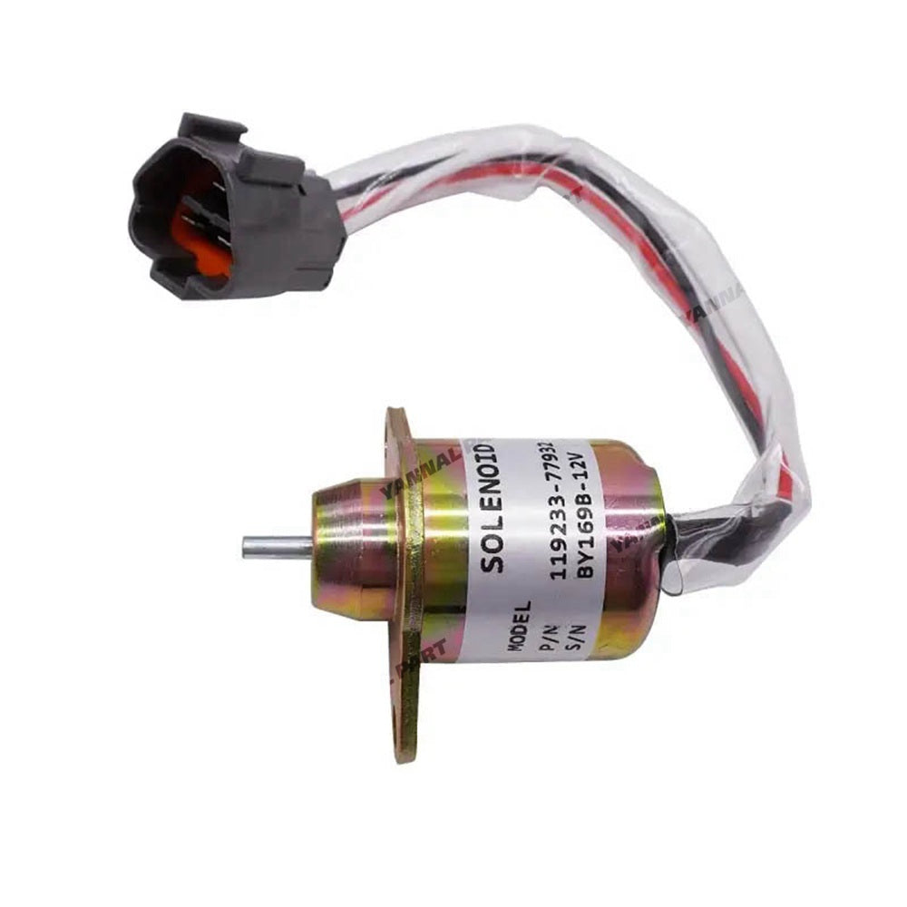 12V Shut Off Stop Solenoid YM119233-77932 for Komatsu Engine 3D76E-6 3D82AE-6 4D88-6 Excavator PC20MR-2 PC55MR-3 PC75R-2