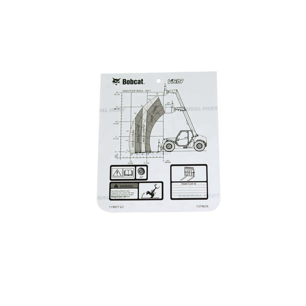 Part No. 7379676 VersaHandler Load Chart Fit For Bobcat