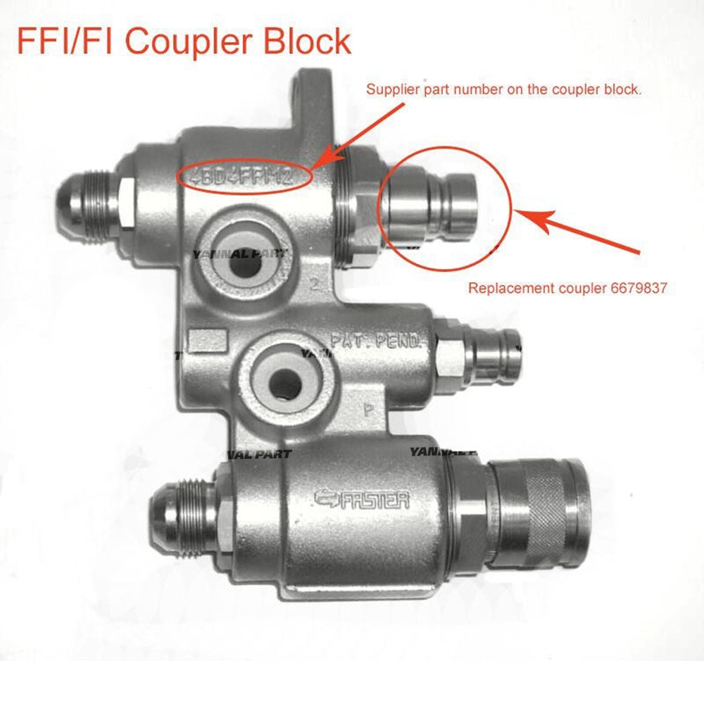 Part No. 6679837 Male Flat Face Hydraulic Quick Coupler Block Cartridge Fit For Bobcat