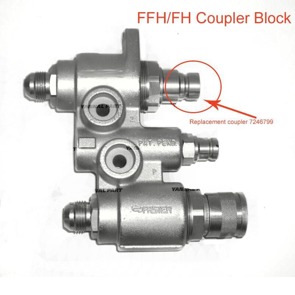 Part No. 7246799 Male Flat Face Hydraulic Quick Coupler Block Cartridge Fit For Bobcat