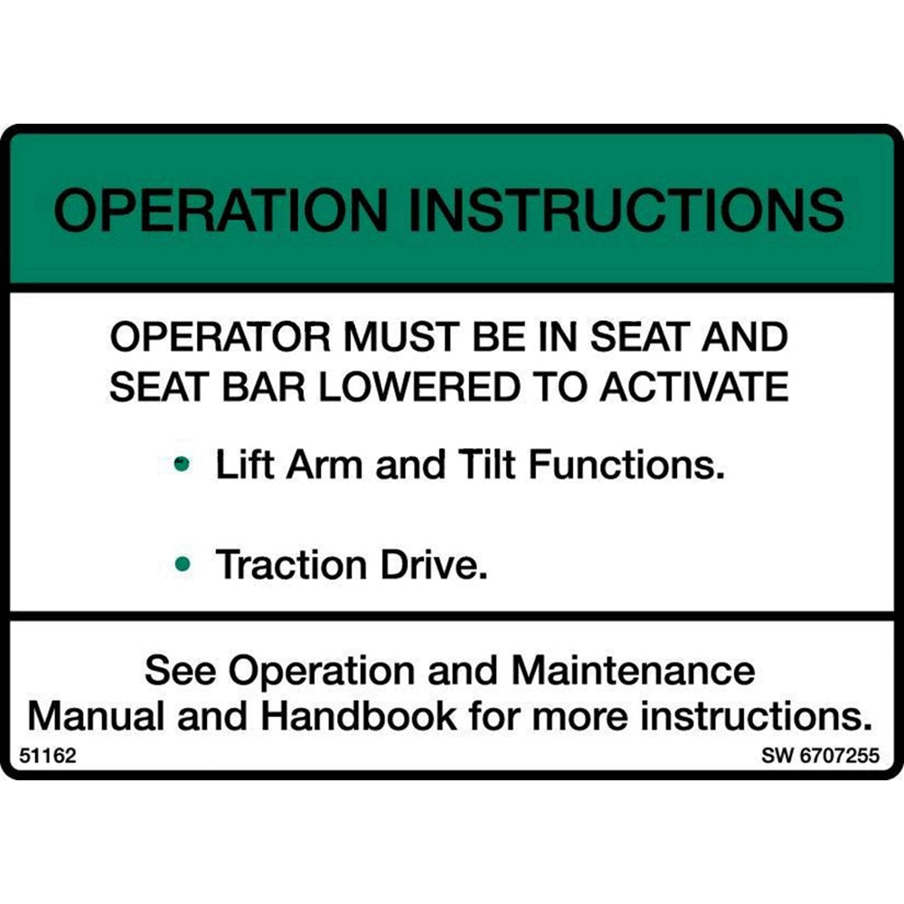 Part No. 6707255 Operation Decal Fit For Bobcat