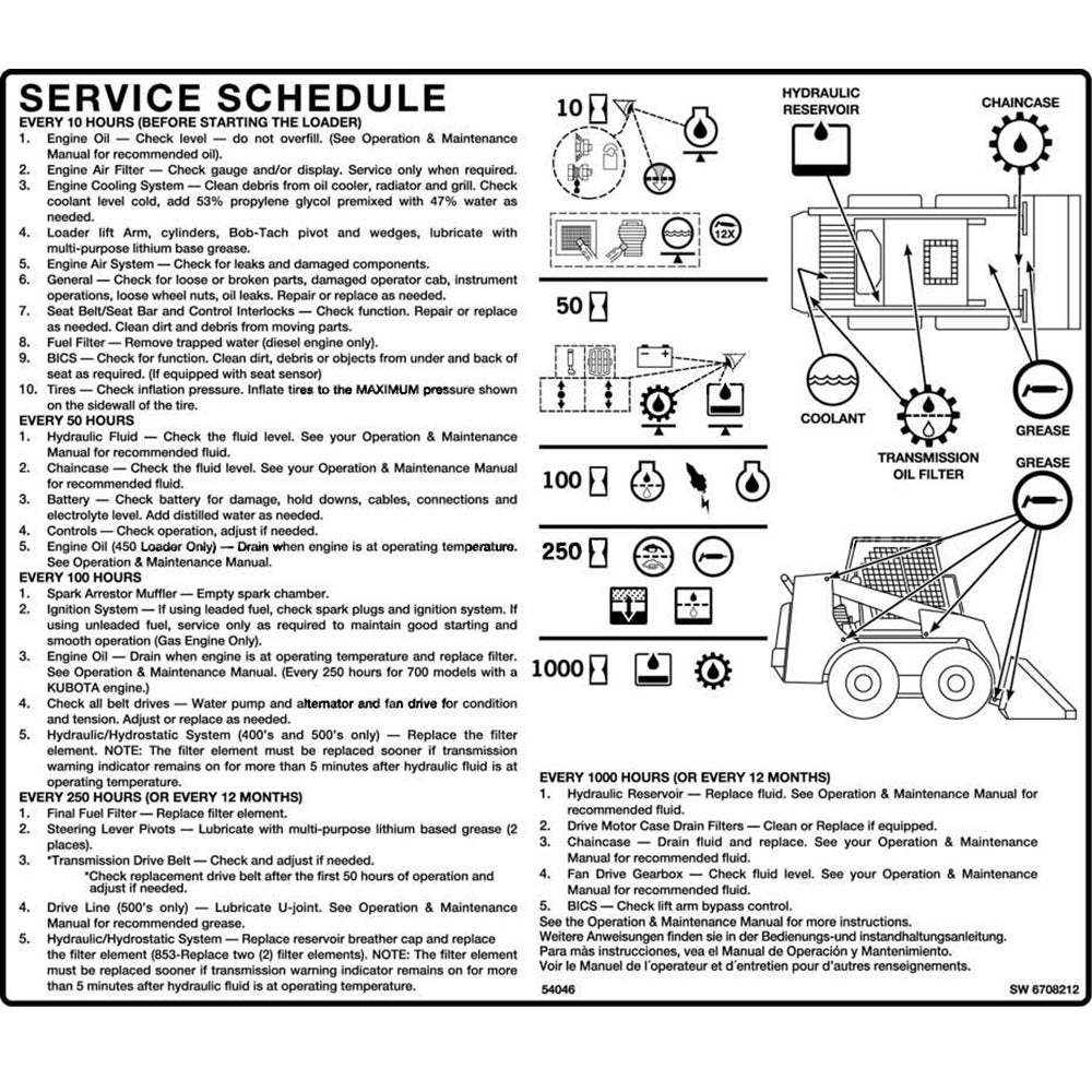 Part No. 6708212 Service Decal Fit For Bobcat