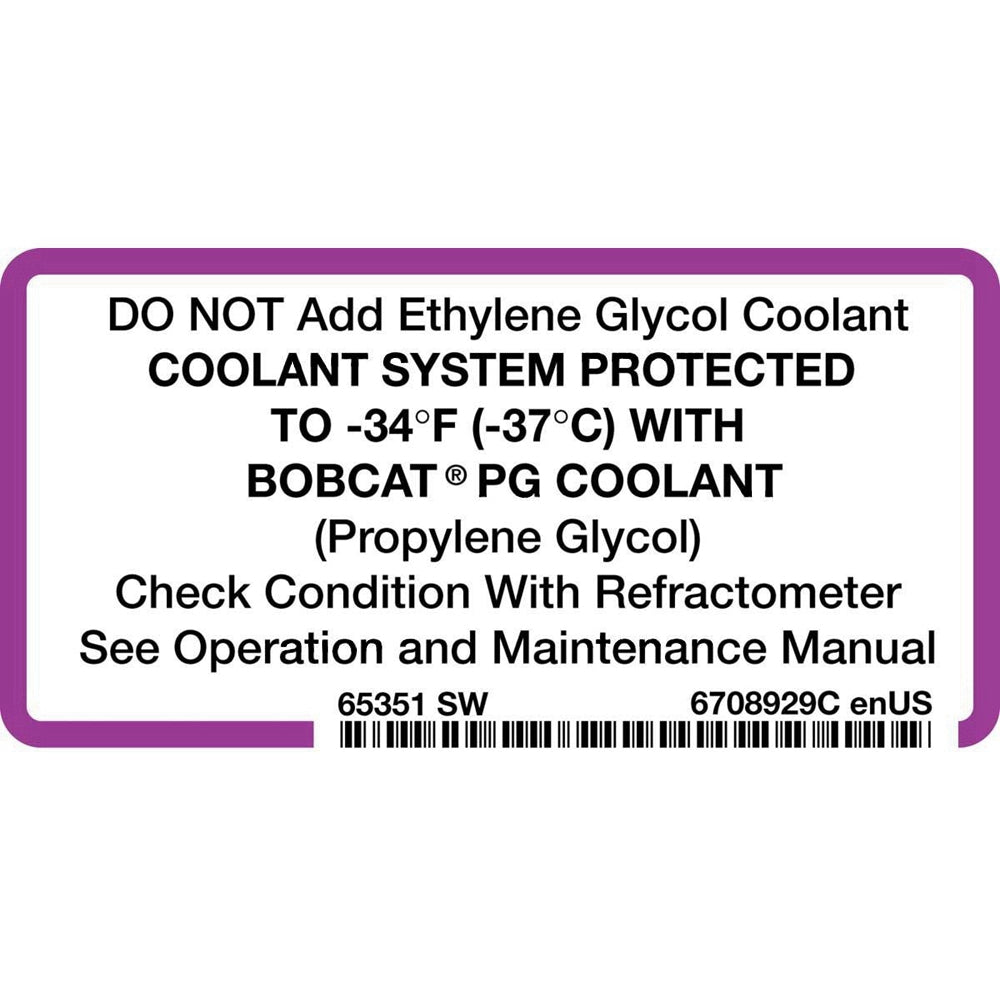 Part No. 6708929 Coolant Decal Fit For Bobcat