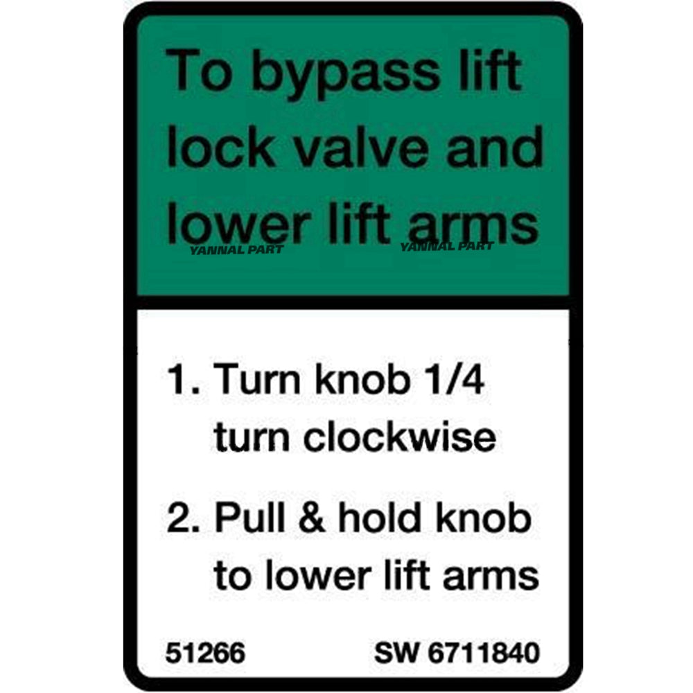 Part No. 6711840 Instruction Decal Fit For Bobcat