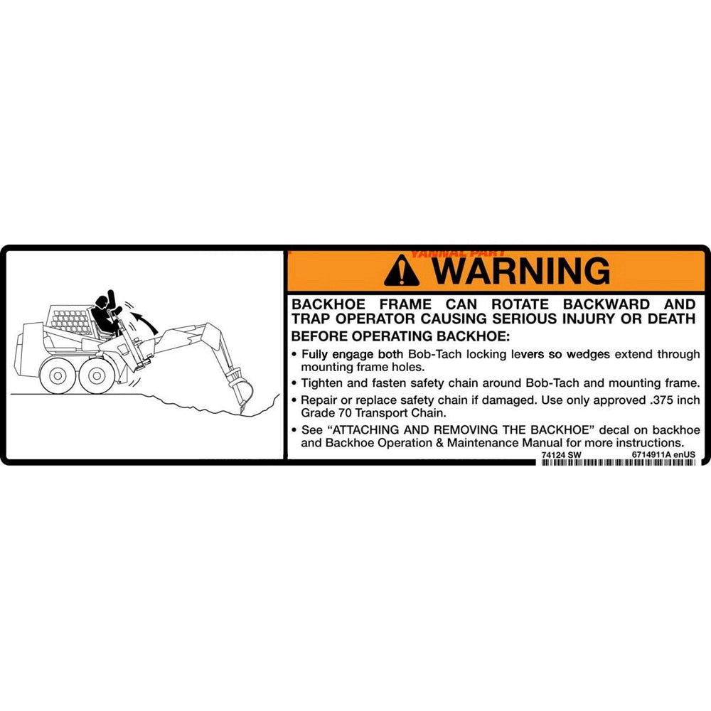 Part No. 6714911 Warning Decal Fit For Bobcat