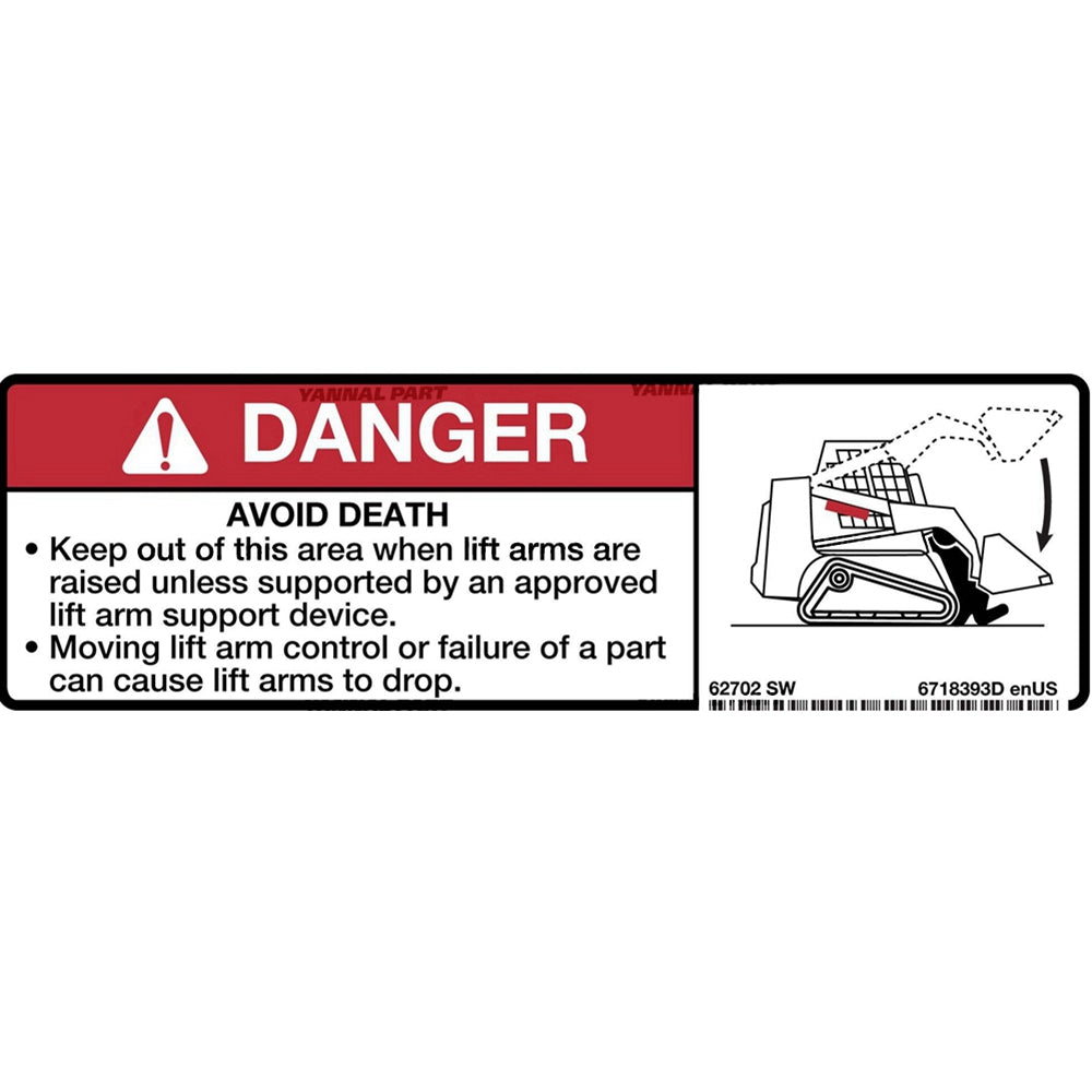 Part No. 6718393 Danger Decal Fit For Bobcat