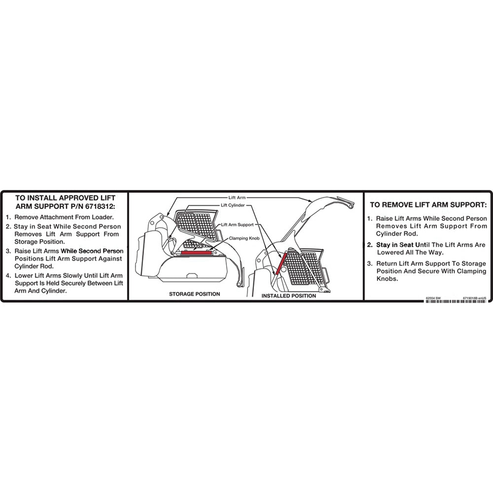 Part No. 6719018 Lift Arm Decal Fit For Bobcat