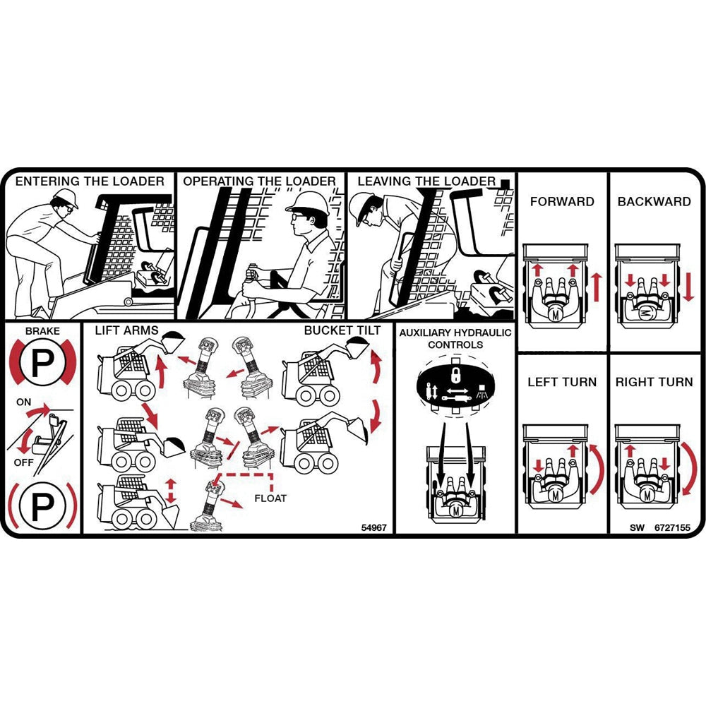Part No. 6727155 Operation Instructions Decal for Loaders