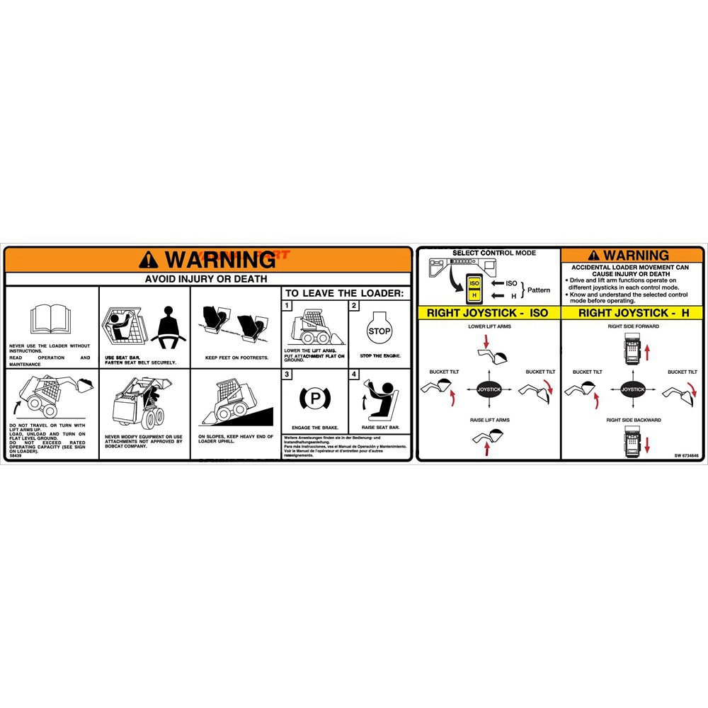 Part No. 6734646 Warning Decal Fit For Bobcat