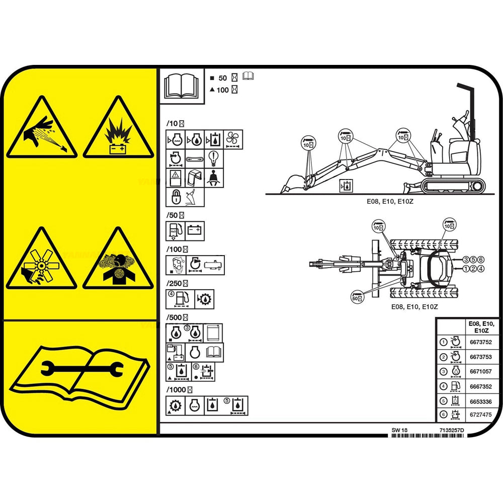 Part No. 7135257 Service Decal Fit For Bobcat