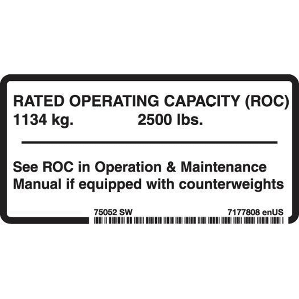 Part No. 7177808 Lift Capacity Decal Fit For Bobcat