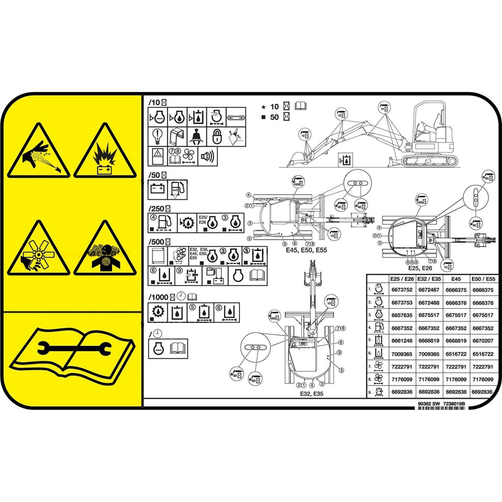 Part No. 7238019 Service Decal Fit For Bobcat