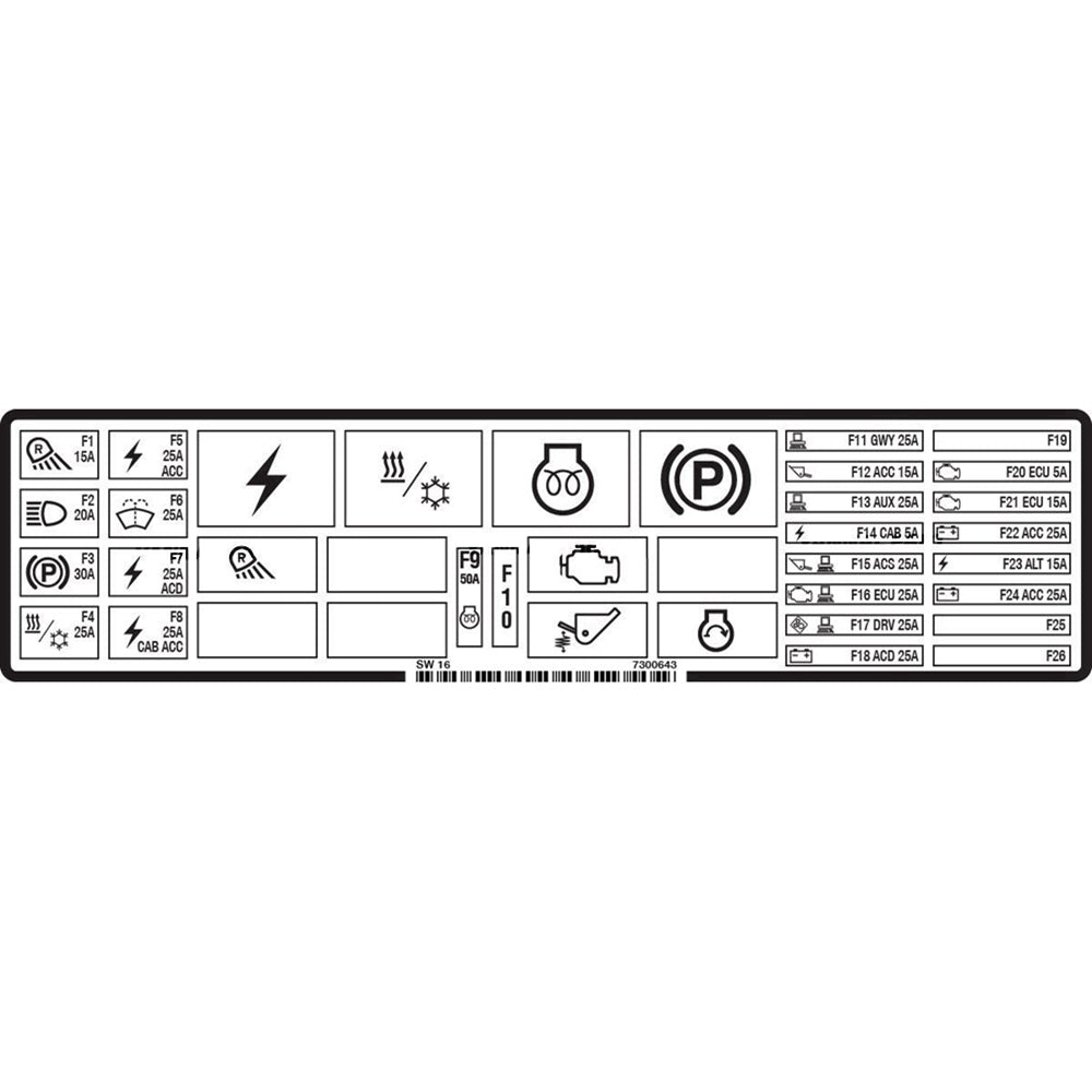 Part No. 7300643 Fuse Replay Decal Fit For Bobcat