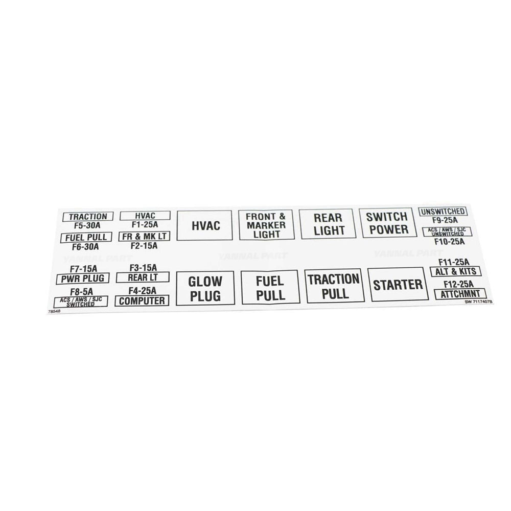 Part No. 7117407 Decal Fuse Relay Fit For Bobcat