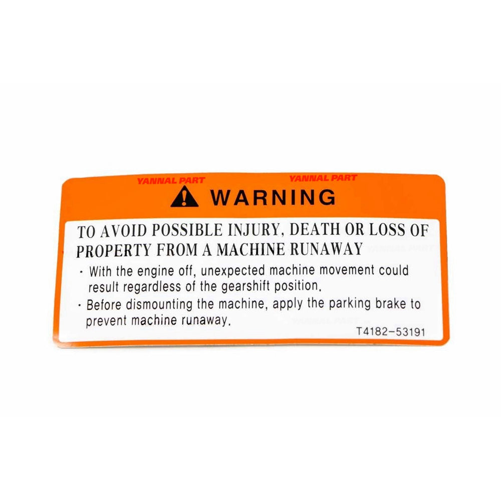 Part No. 7385613 Parking Brake Safety Decal Fit For Bobcat