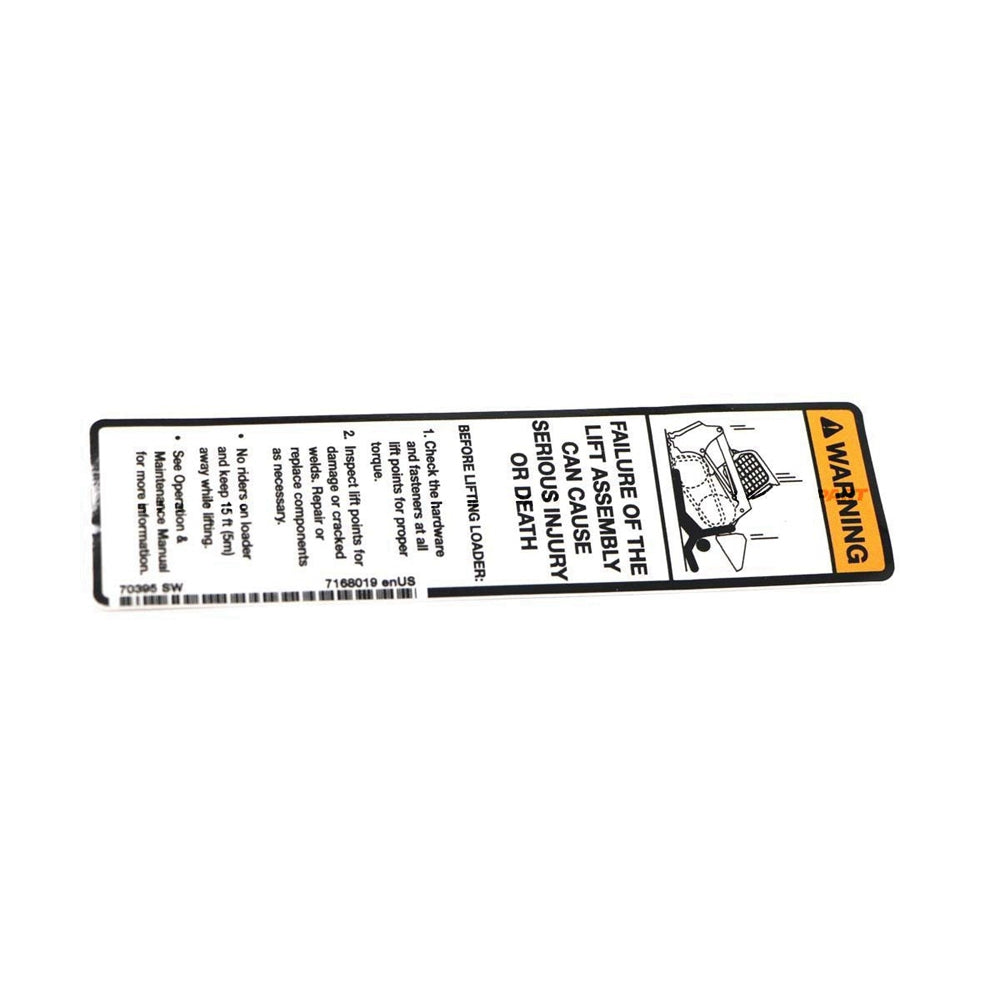 Part No. 7168019 Warning Decal for Loaders