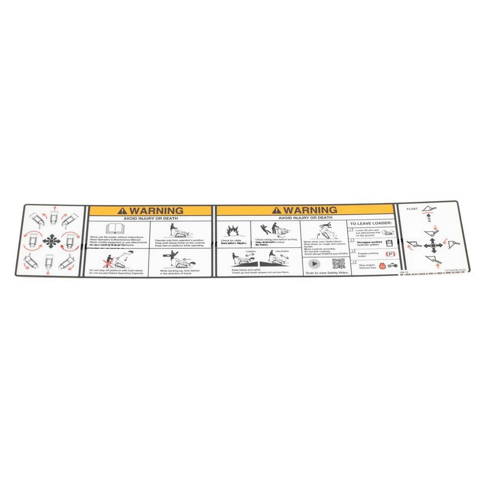 Part No. 7273437 Warning Decal for Mini Track Loaders