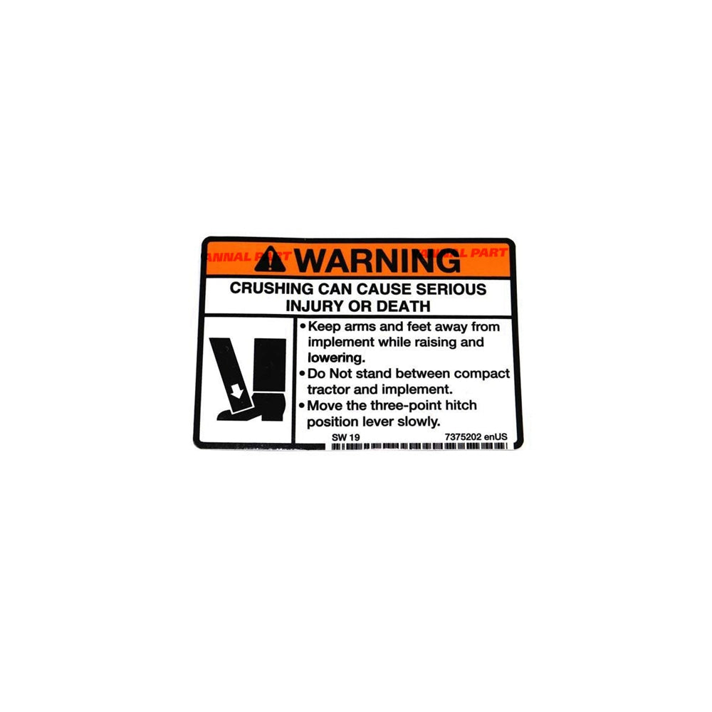 Part No. 7375202 Warning Decal for Tractors